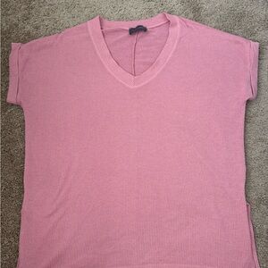 Elegant Pink V-Neck Short Sleeve Top